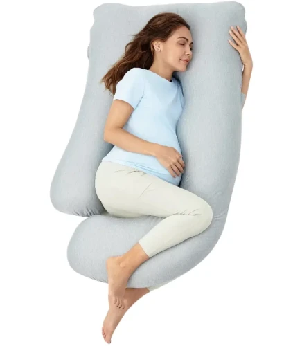 Pernă pentru gravide forma-U Momcozy Cooling Fabric Light Grey, 145 cm cumpăra în Chișinau
