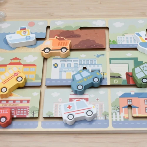 Labirint din lemn Tooky Toy Mijloace de transport Puzzle cumpăra în Chișinau