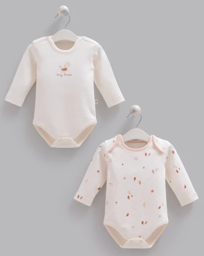 Body cu mânecă lungă Caramell Tiny Beige & Ivory, 2 buc. (0L) cumpăra în Chișinau