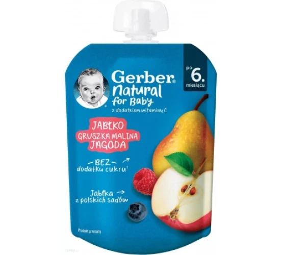 Пюре Gerber Яблоко-груша-малина-черника (6 мес+), 80 г купить в Кишиневе