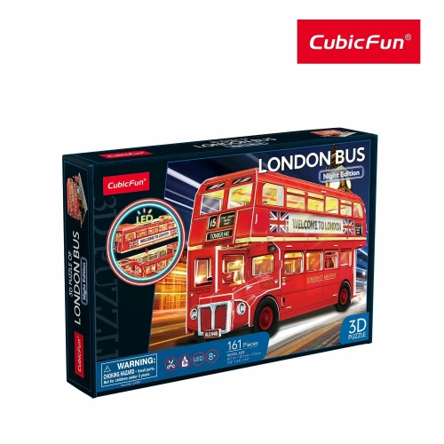 Puzzle 3D Cubic Fun Autobuz londonez cu 2 etaje cu iluminare LED, 161 elemente cumpăra în Chișinau