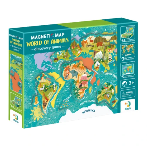 Set de creație Dodo Joc magnetic Harta lumii: Animale, 1 tablă magnetică, 36 elemente cumpăra în Chișinau