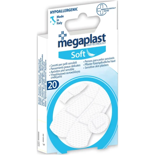 Пластырь Megaplast Soft Sensitive Белый, 4 размеров, 20 шт купить в Кишиневе