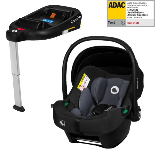 Комплект автолюлька 40-87 см и база Isofix (I-Size) Lionelo Astrid Black Grey купить в Кишиневе
