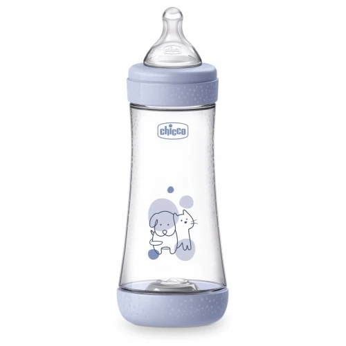Biberon pentru bebeluși din plastic Chicco Perfect5 Dog&Cat Blue, 300 ml cumpăra în Chișinau