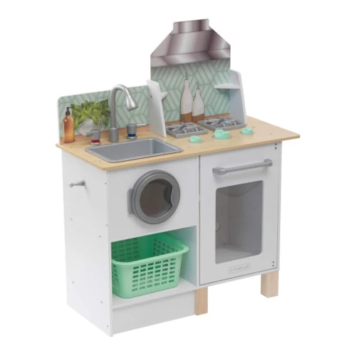 Bucătărie pentru copii KidKraft Whisk & Wash, cu mașină de spălat, albă cumpăra în Chișinau