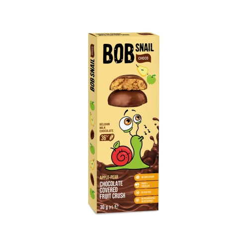 Натуральные конфеты Bob Snail Яблоко-Груша в бельгийском шоколаде (6 мес.+), 30 гр купить в Кишиневе