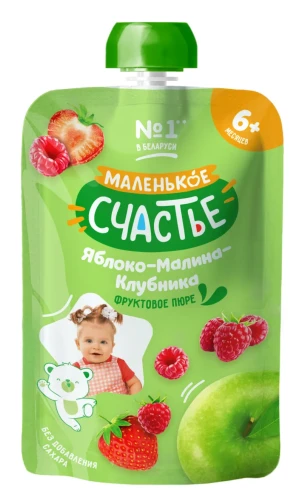 Piure Маленькое Счастье din mere, zmeura,capsuna (6 luni+), 90 g cumpăra în Chișinau