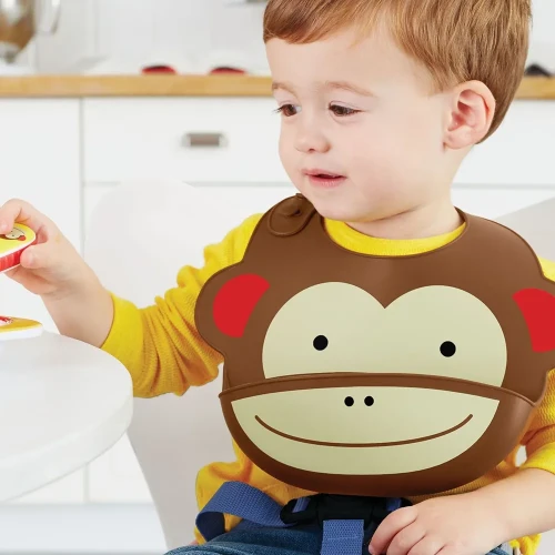 Bavetă din silicon Skip Hop Fold & Go Zoo Monkey cumpăra în Chișinau