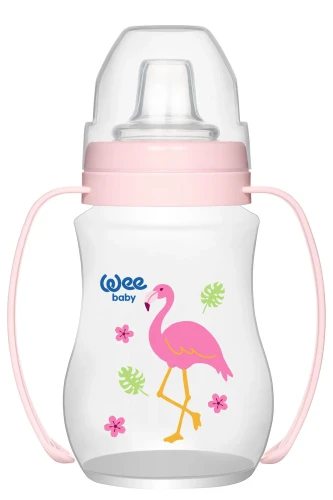 Бутылочка из пластика с ручкой WeeBaby с силиконовой соской, 250 мл купить в Кишиневе