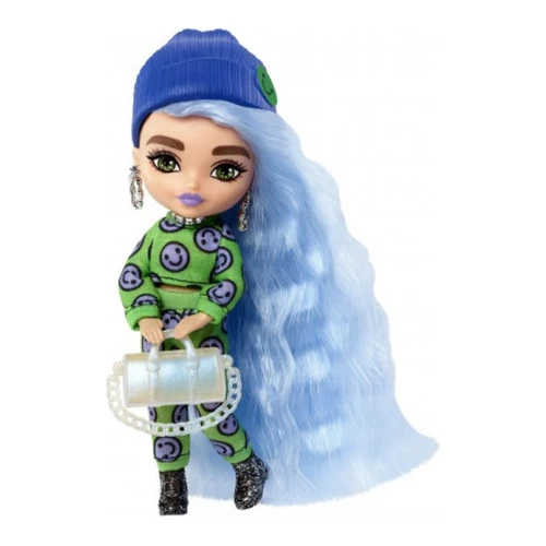 Păpușă Barbie Extra Minis HGP65, păr albastru, costum verde cu emoticoane cumpăra în Chișinau