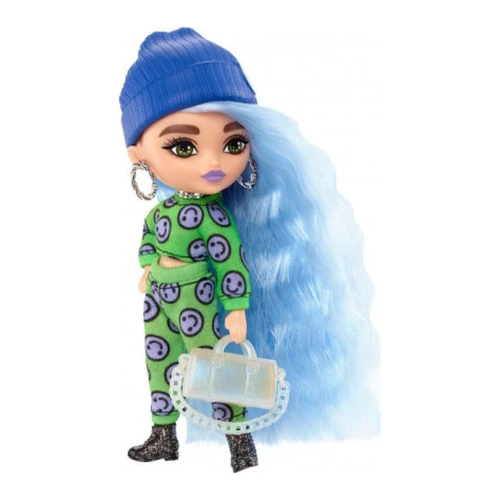Păpușă Barbie Extra Minis HGP65, păr albastru, costum verde cu emoticoane cumpăra în Chișinau