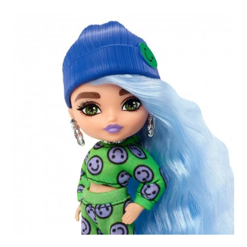 Păpușă Barbie Extra Minis HGP65, păr albastru, costum verde cu emoticoane cumpăra în Chișinau