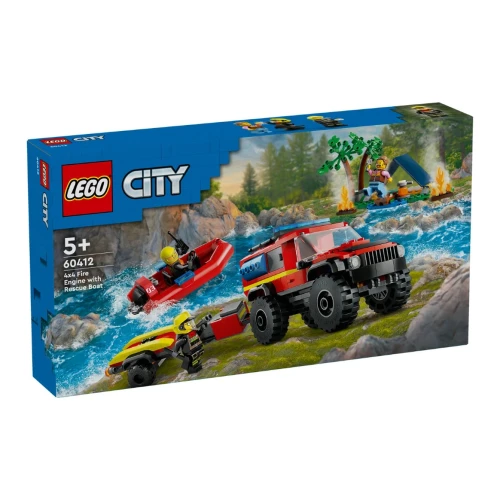 Set construcție Lego City 4x4 Fire Truck with Rescue Boat, 301 elemente cumpăra în Chișinau