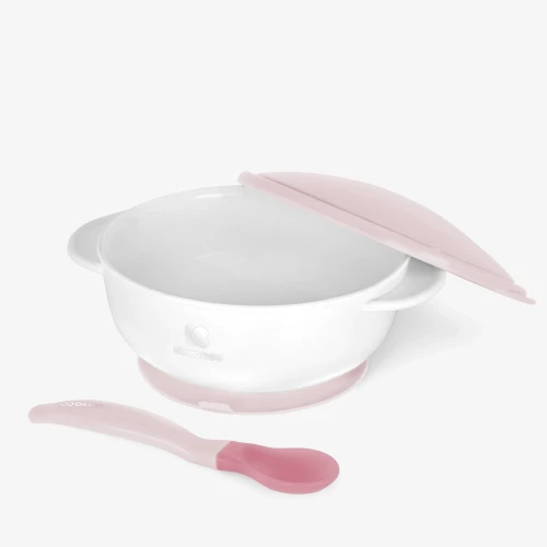 Bol cu ventuză și lingură cu senzor de căldură Kikkaboo Pink, 250 ml cumpăra în Chișinau