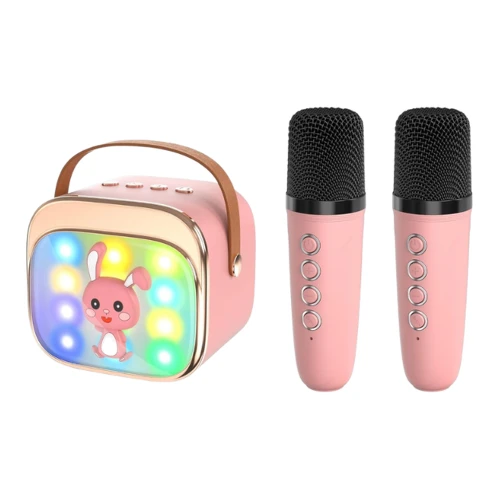 Boxă karaoke Essa Toys DN12052 cu 2 microfoane și iluminare LED, roz cumpăra în Chișinau