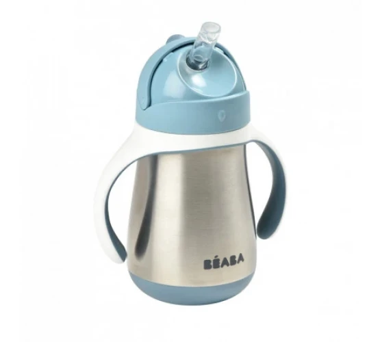 Cana din inox cu pai Beaba 8 luni+ 250 ml Albastru cumpăra în Chișinau