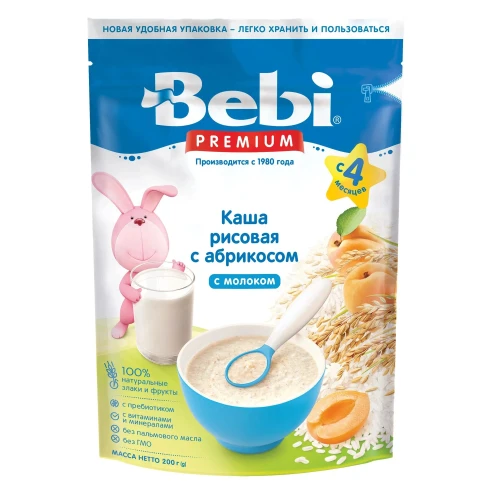 Каша Bebi из риса с молоком и сушеными абрикосами (4 мес.+), 200 гр купить в Кишиневе