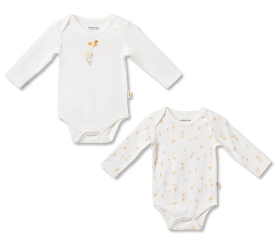 Body cu mânecă lungă BabyCosy Ivory & Orange, 2 buc. (9-12L) cumpăra în Chișinau