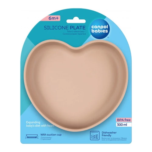 Farfurie din silicon cu ventuză Canpol babies Heart 300 ml, bej cumpăra în Chișinau