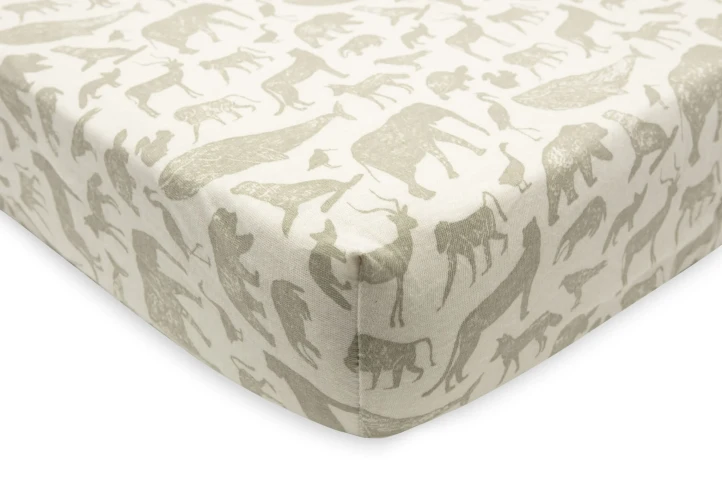 Простыня на резинке Jollein Jersey Animals Olive Green, 40/50x80/90 см купить в Кишиневе