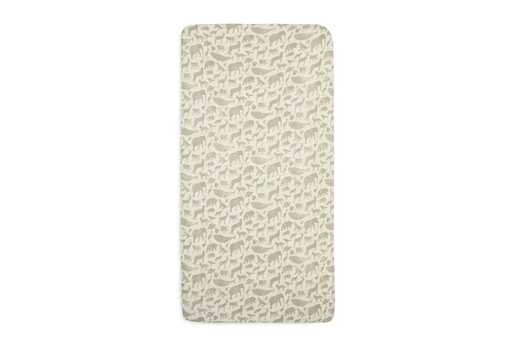 Простыня на резинке Jollein Jersey Animals Olive Green, 40/50x80/90 см купить в Кишиневе