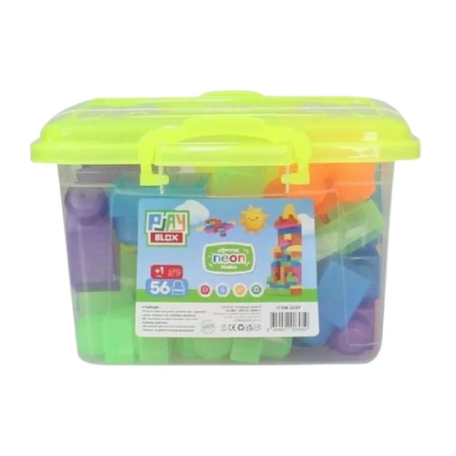 Set construcție Play Toys găleată cu blocuri neon Play Blox, 56 elemente cumpăra în Chișinau