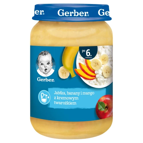 Пюре Gerber яблоко-банан-манго-творог (6 мес+), 190 г купить в Кишиневе