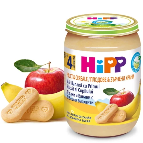 Piure HiPP Măr-banană cu biscuiți (4 luni+), 190 gr cumpăra în Chișinau