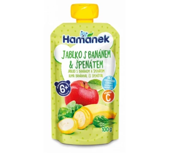 Пюре Hamanek Яблоко, банан и шпинат (6 мес+), 100 г купить в Кишиневе