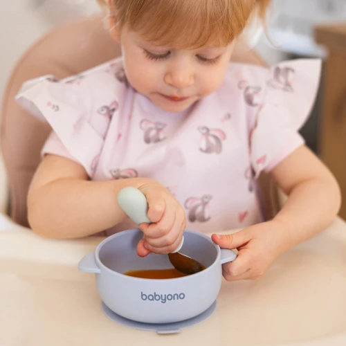 Миска с присоской и крышкой BabyOno Blue, 12×14,5 см купить в Кишиневе