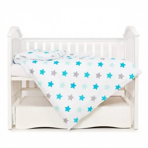 Lenjerie de patut (3 piese) Twins Eco Stars Lagoon Blue cumpăra în Chișinau