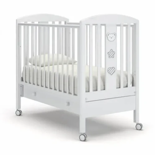 Детская кроватка на колесах с ящиком Дени Люкс Gandylyan белая купить в Кишиневе