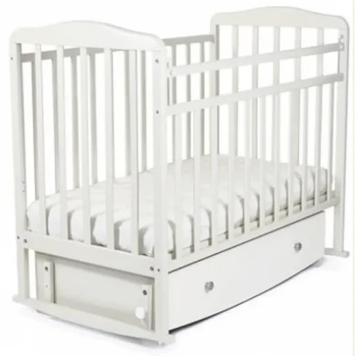Детская кроватка SKV Митенька Белая на маятнике с ящиком купить в Кишиневе