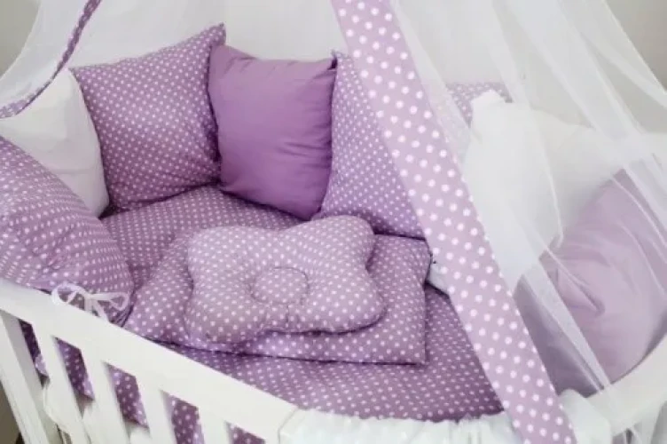 Lenjerie de patut (8 elemente) Twins Dolce cu Buline Violet cumpăra în Chișinau