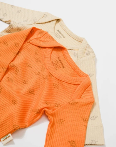 Боди с длинным рукавом BabyCosy Modal Apricot & Beige, 2 шт. (1-3М) купить в Кишиневе