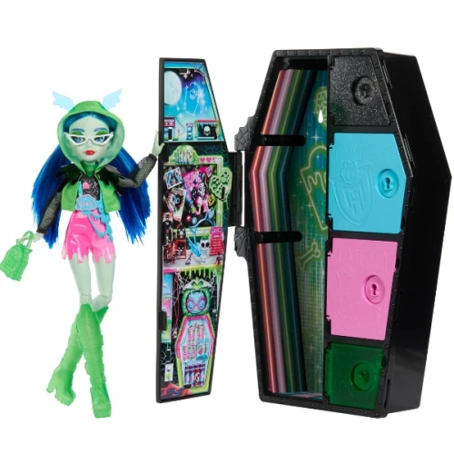 Игровой набор Barbie Monster High Neon Frights Ghoulia Yelps и Секреты гардероба купить в Кишиневе