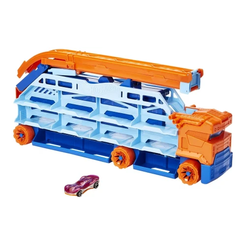 Set de joacă Hot Wheels City Speed Drop Transport HDY92, camion transportator și pistă de 61 cm cumpăra în Chișinau
