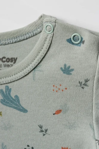 Body cu mânecă lungă BabyCosy Green & Ecru, 2 buc. (6-9L) cumpăra în Chișinau