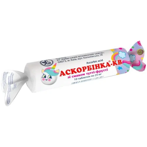 Supliment alimetar Аскорбинка KV Acid ascorbic cu aroma de tutti-frutti, 10 tablete cumpăra în Chișinau