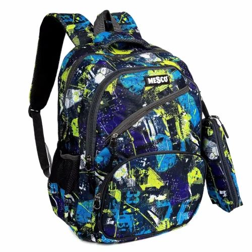 Школьный большой рюкзак с пеналом Mesco Blue&Yellow, 44x32x16 см купить в Кишиневе