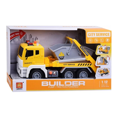 Camion cu container Wenyi City Service cu fricțiune (lumini/sunete), scara 1:12 cumpăra în Chișinau
