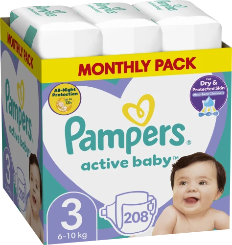 Подгузники Pampers Active Baby XXL BOX №3 (6-10 кг), 208 шт. купить в Кишиневе