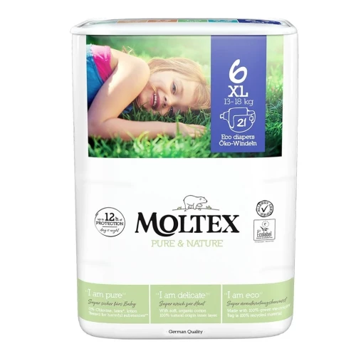 Подгузники эко гипоаллергенные Moltex Nature XL 6 (13-18 кг), 21 шт. купить в Кишиневе