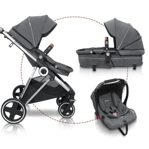 Коляска 3 в 1 BabyGo Halime Grey, Silver Frame купить в Кишиневе