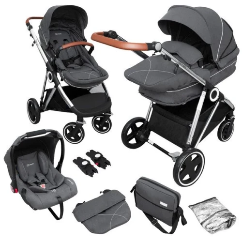Коляска 3 в 1 BabyGo Halime Grey, Silver Frame купить в Кишиневе