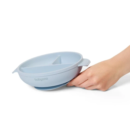 Тарелка с присоской и крышкой BabyOno Blue, 17×21 см купить в Кишиневе