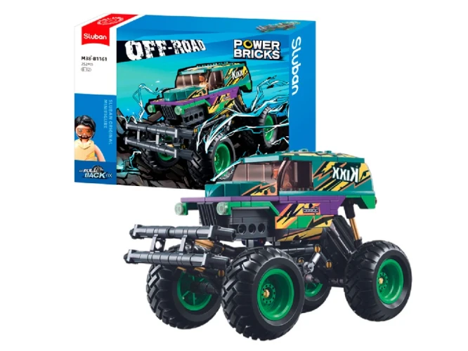 Set de construcție Sluban Monster Truck verde-mov, cu inerție, 252 elemente cumpăra în Chișinau