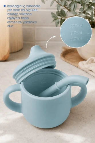 Силиконовая кружка с трубочкой BabyJem Mint (8 мес.+), 120 мл купить в Кишиневе