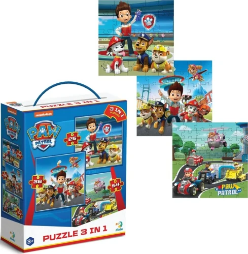 Puzzle Dodo 3 în 1 Gata de acțiune, seria Patrula Cățelușilor, 25, 36 și 54 elemente cumpăra în Chișinau